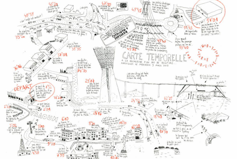 Carte temporelle réalisée dans le cadre de la résidence "Carte à l'échelle", Martigues © La Folie Kilomètre